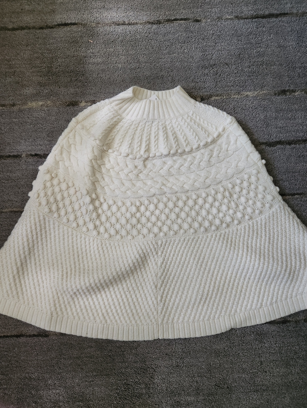 Talbots Cream Cable-Knit Poncho - Picture 3 of 3